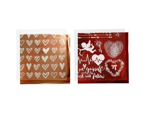 Creativ Company Deko-Folie Metallic inkl. Transferolie Herzen