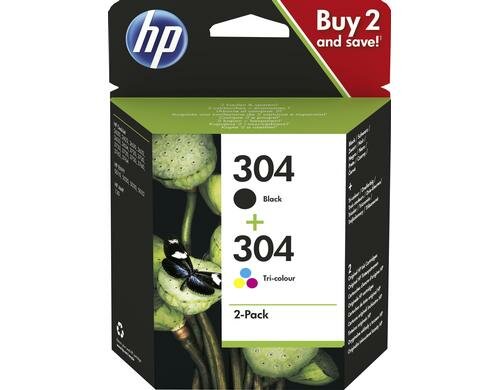 HP Combopack Nr.304 - Black + CMY (3JB05AE) 4ml / 2ml,  Kapazität ~ 120 / 100 Seiten