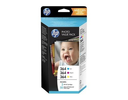 HP Valuepack Nr. 364 - (T9D88EE) + 50 Blatt 3x 3ml, Kapapzität CMY 300