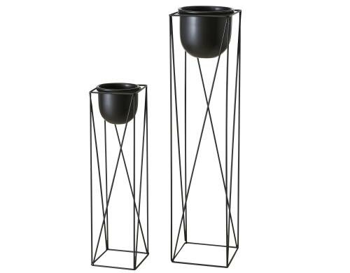 Boltze Pflanztopf a/Stand Kumbo S/2 schwarz, eisen
