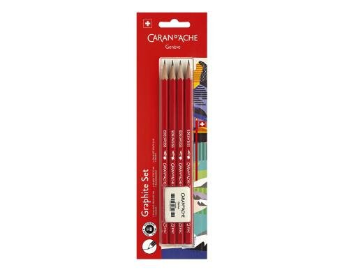 Caran d Ache Graphit-Set 4 Graphitstifte HB + 1 Radiergummi