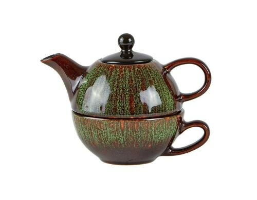 Villa Collection Teekanne Stoneware grün Fassungsvermögen 0.5 Liter, Grösse 18x11x13