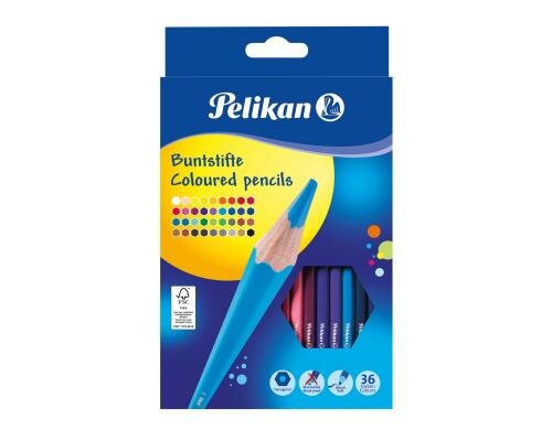 Pelikan Buntstifte sechseckig dünn, 36 Farben