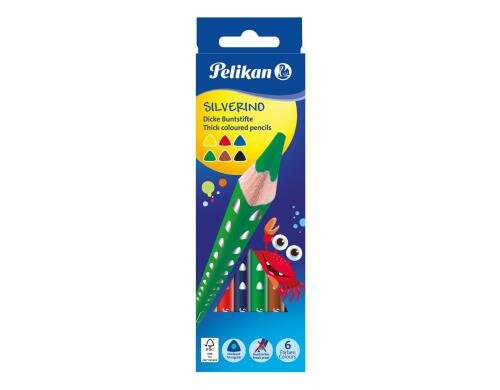 Pelikan Buntstifte triangular Silverino dick, 6 Farben