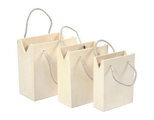 Creativ Company Holz Tragtasche 3 Stück, Sperrholz