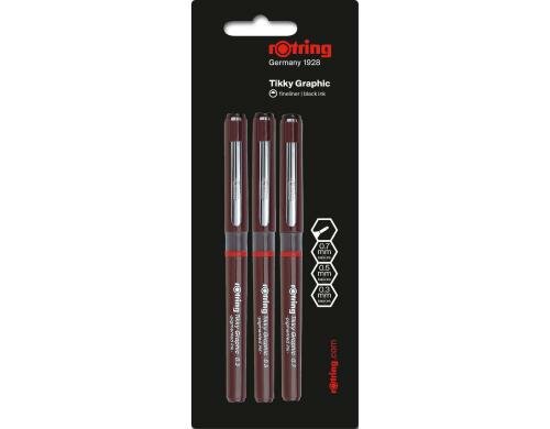 Rotring Feinfaserschreiber Tikky Graphic 3er Set, 0.3/0.5/0.7mm