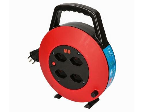 Max Hauri Kabelbox 10m rot/schwarz 4x T13 Steckdose, mit Thermoschutz