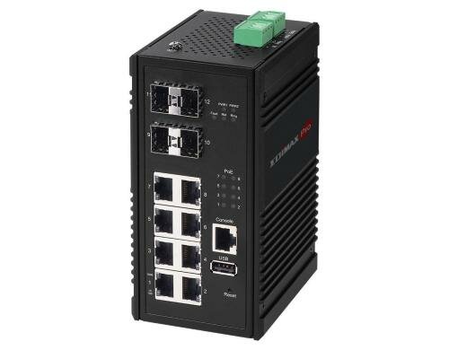 Edimax IGS-5408P: PoE+ Industrie Switch 8Port 1Gbps, 4xSFP, 240W Budget, -40°+75°