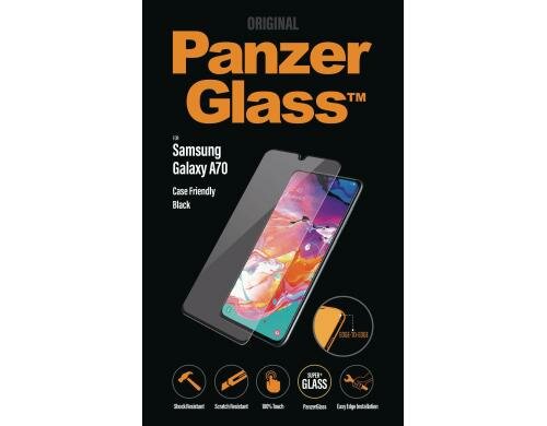 Panzerglass Displayschutz black für Samsung Galaxy A70, edge to edge
