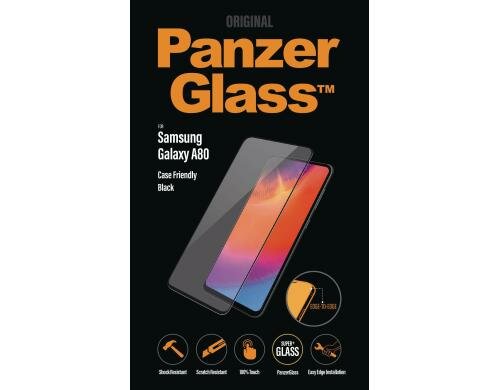 Panzerglass Displayschutz black für Samsung Galaxy A80, edge to edge