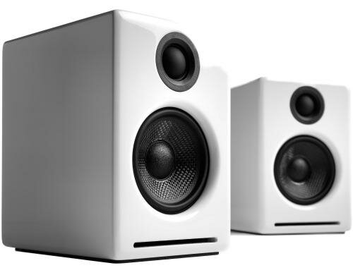 Audioengine A2+ Wireless Paar, Weiss Regallautsprecher, 15W, 3.5mm & Cinch In