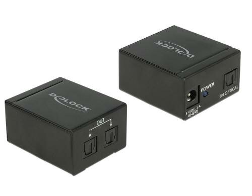 Audiosplitter TOSLINK-IN zu 2x TOSLINK-OUT 24 Bit, 192 kHZ, Strom 5 V