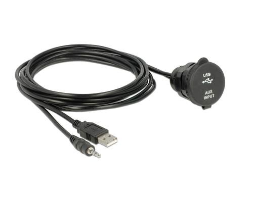 Delock USB Kabel, Einbaubuchsen, Klinken USB Type-A, 4 Pin Klinken, Verschlussdeckel