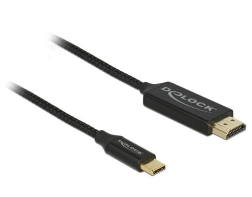 Delock USB-C - HDMI Kabel, Koaxial, 2m Schwarz, Auflösung bis 3820 x 2160 @ 60 Hz