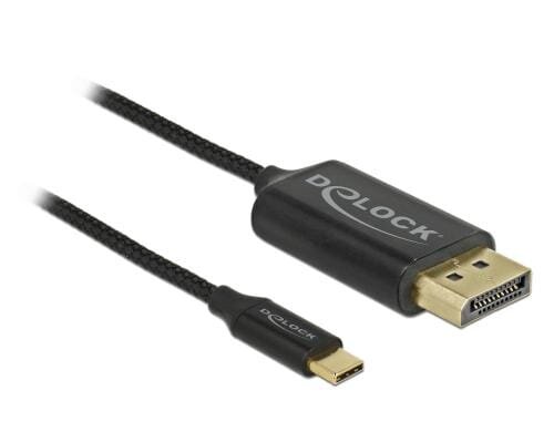 Delock USB-C - DP Kabel, Koaxial, 2m Schwarz, Auflösung bis 3820 x 2160 @ 60 Hz