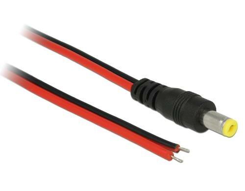 Delock Rundstecker Stromkabel, offenes Ende DC 5,5 x 2,5 mm Stecker, 30 cm