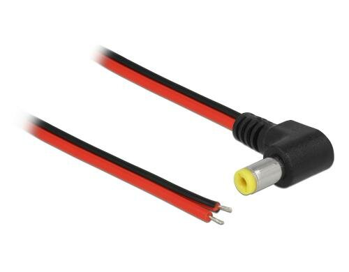 Delock Rundstecker Stromkabel, offenes Ende DC 5,5 x 2,1 mm Stecker, 30 cm, Gewinkelt