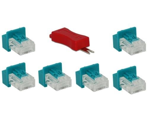 Delock RJ45 Verriegelung Clip mit Stecker verriegelt RJ-45 Kabel, Stecker Set 6 Stück