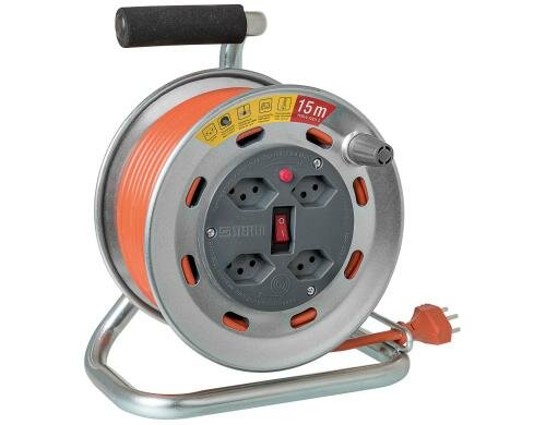 STEFFEN STERO LOOP Kabelrolle 15m Metall 4xT13, Td3x1mm2, Thermoschutz, Konusbremse