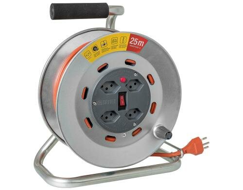 STEFFEN STERO LOOP Kabelrolle 25m Metall 4xT13, Td3x1mm2, Thermoschutz, Konusbremse