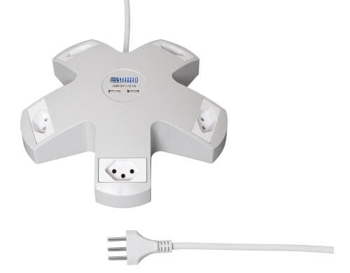 STEFFEN Steckerleiste STEBA VARIABL, 5xT13 2xUSB, 3m Kabel, weiss