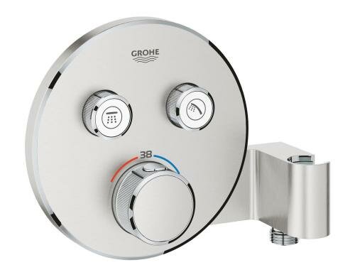 GROHE Grohtherm SmartControl Thermostat 2 Absperrventilen/Brausehalter, supersteel