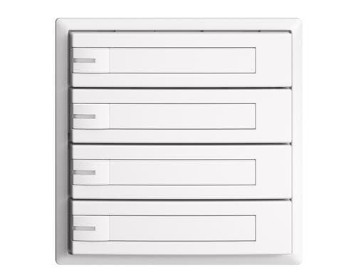 Feller EDIZIOdue Elektroniktaster 4x1, weis Einsatz ohne Rahmen und Montageplatte