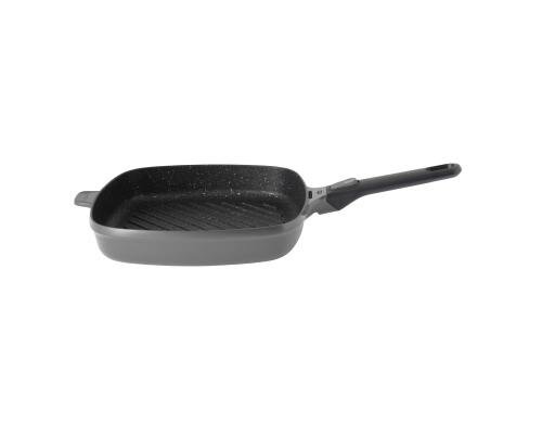 BergHOFF Grillpfanne mit Deckel StayCool Anthrazit, D: 28cm, V: 3.2L, abnehmb. Griff