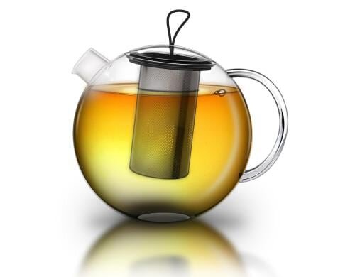 Creano Glas-Teekanne Jumbo 2,0L hitzebeständiges Borosilikatglas, Glasdecke