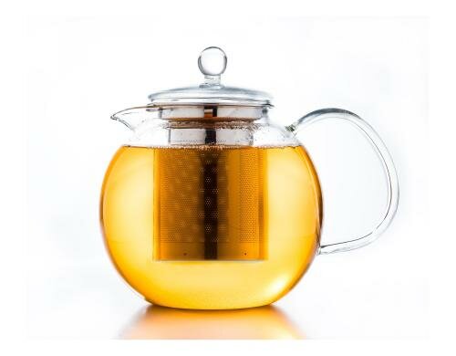 Creano Glas-Teekanne 1,3L hitzebeständiges Borosilikatglas, Glasdecke