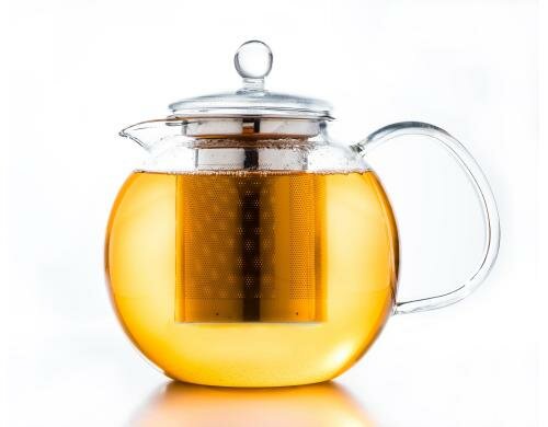 Creano Glas-Teekanne 1,7L hitzebeständiges Borosilikatglas, Glasdecke