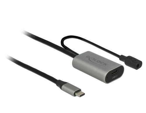 Delock USB 3.1, Type-C zu Type-C aktives Verlängerungskabel, 5 m, DC