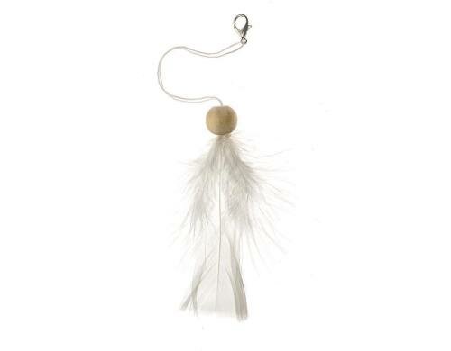 Glorex Federn zum Hängen 7 cm, mit Karabiner, weiss
