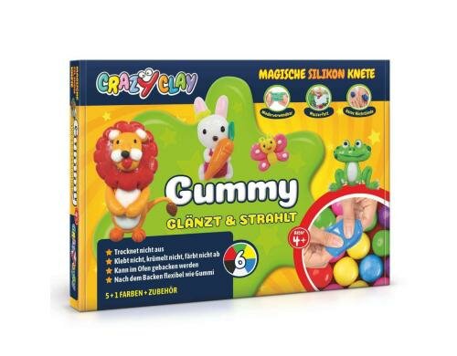 CrazyClay Modelliermasse Gummy gebacken wie Gummi, Silikon-Basis