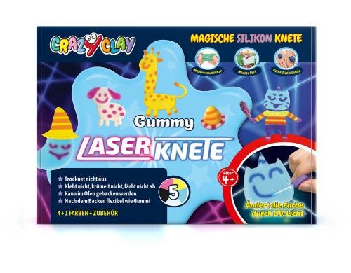 CrazyClay Modelliermasse Gummy Laser verändert die Farbe durch UV-Licht