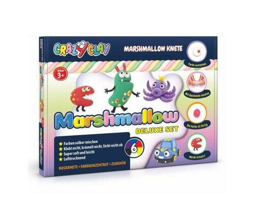 CrazyClay Modelliermasse Marshmallow Deluxe Set, luftig leicht, lufttrocknend