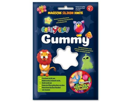CrazyClay Modelliermasse Gummy weiss weiss. Silikon-Basis, trocknet nie aus