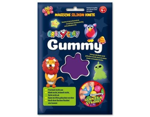 CrazyClay Modelliermasse Gummy lila Silikon-Basis, trocknet nie aus