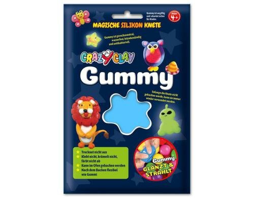 CrazyClay Modelliermasse Gummy hellblau Silikon-Basis, trocknet nie aus