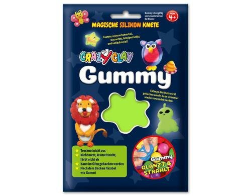 CrazyClay Modelliermasse Gummy hellgrün Silikon-Basis, trocknet nie aus