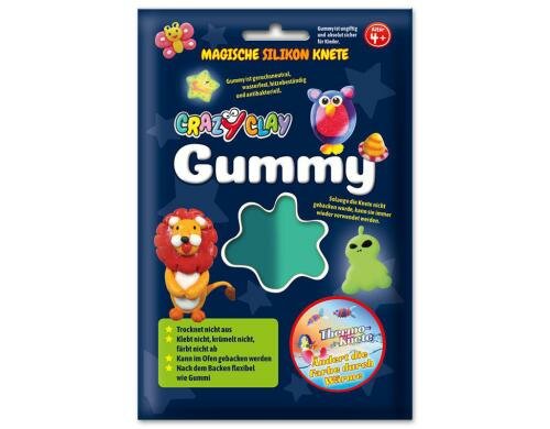 CrazyClay Modelliermasse Gummy Thermo blau, Silikon-Basis, trocknet nie aus