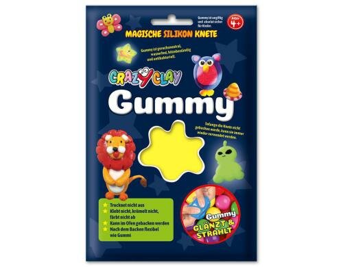 CrazyClay Modelliermasse Gummy gelb Silikon-Basis, trocknet nie aus