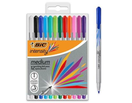 Bic Intensity Medium Filzstift assortiert, Pc à 12 Stück