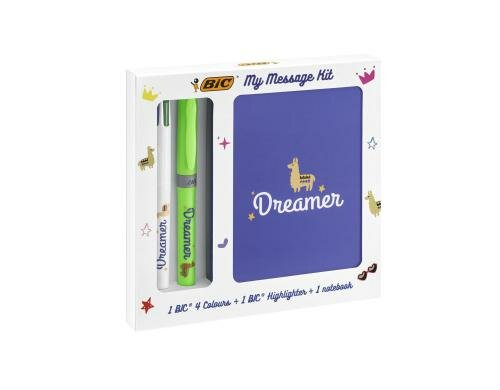 Bic My Message Kit Dreamer 4Farben Stift, 1 Highlighter, 1 Notizbuch