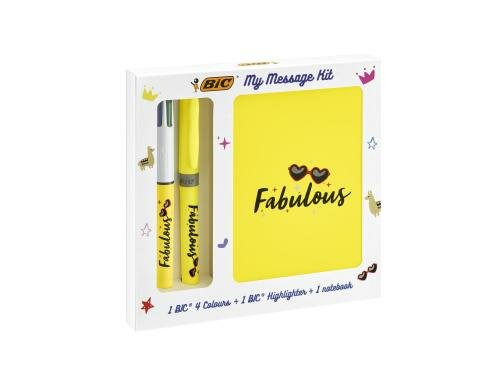 Bic My Message Kit Fabulous 4Farben Stift, 1 Highlighter, 1 Notizbuch