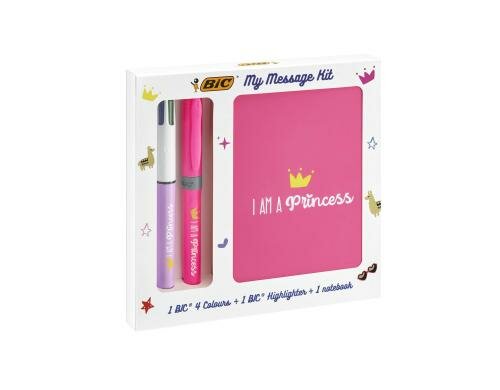 Bic My Message Kit Princess 4Farben Stift, 1 Highlighter, 1 Notizbuch