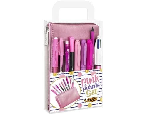 Bic Pink & Purpleset 1 Federmäppchen+div. Schreiber