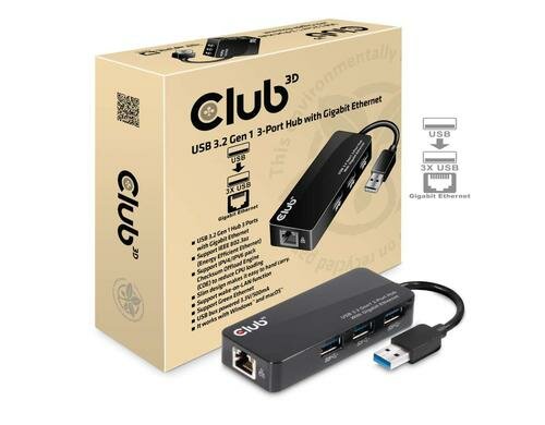 Club 3D, Hub USB 3.0 Ausgang: 3x USB 3.0, 1x RJ45