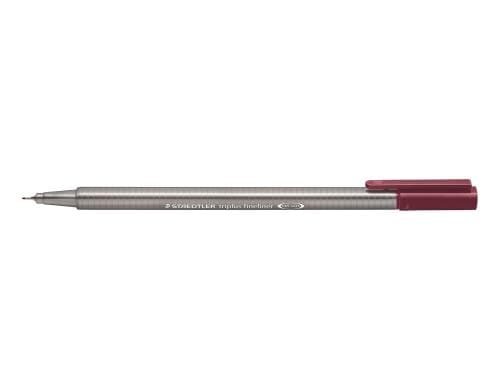STAEDTLER 334 Fineliner triplus Mahagoni superfeine,metallgefasste Spitze,ca.0,3mm