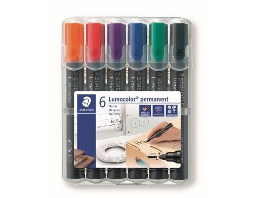 STAEDTLER 352 Marker Lumocolor perm 6St Strichstärke:ca.2mm, Schreibfarbe:r/b/g/s